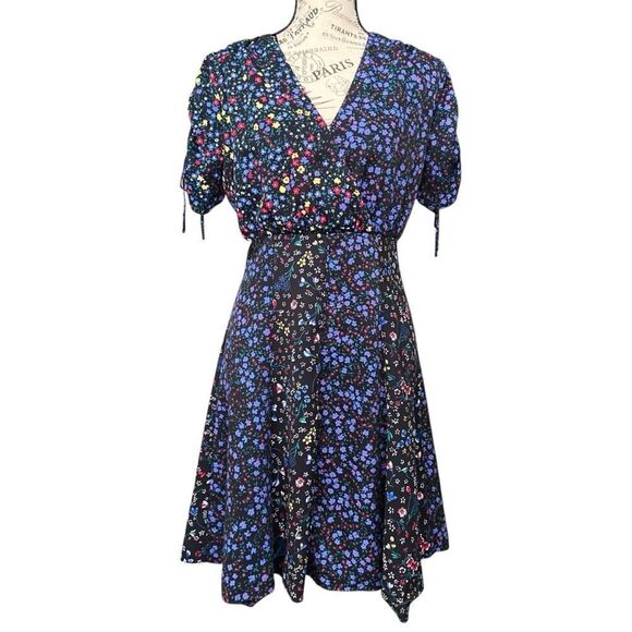 French Connection Aubine Floral-Print Tie-Sleeve Dress Size 4 - Picture 3 of 9